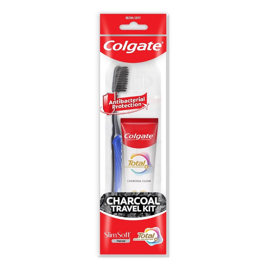 Colgate Total Charcoal Toothpaste 35g + Colgate Slimsoft Toothbrush Travel Kit