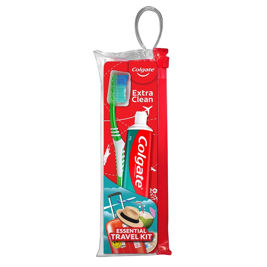Colgate Great Regular Flavor Cool Mint Toothpaste 50g + Colgate Extra Clean Toothbrush Travel Kit