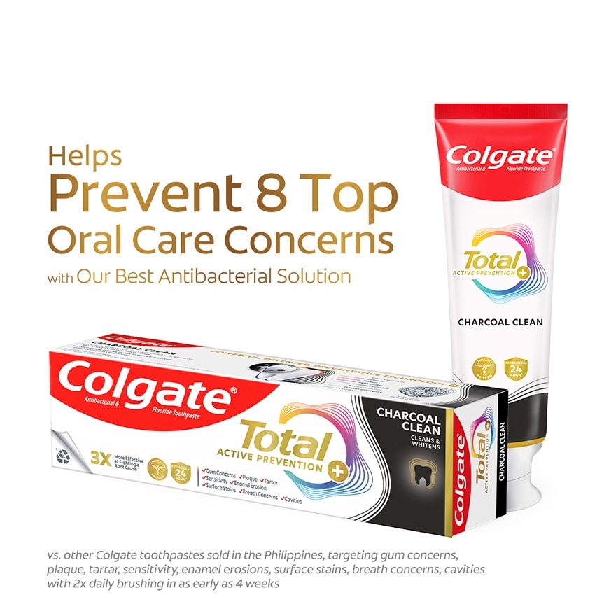 Colgate Total Charcoal Deep Clean Antibacterial Toothpaste 150g Twin Pack