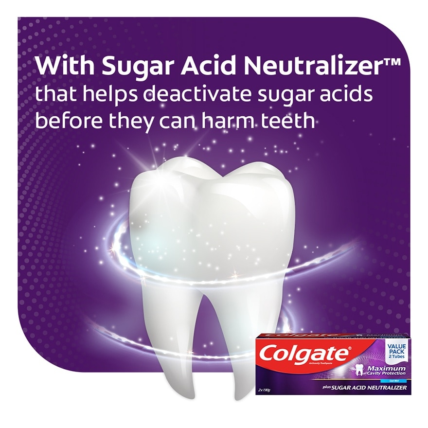 Colgate Maximum Cavity Protection Plus Sugar Acid Neutralizer Anti-Cavity Toothpaste 190g Twin Pack
