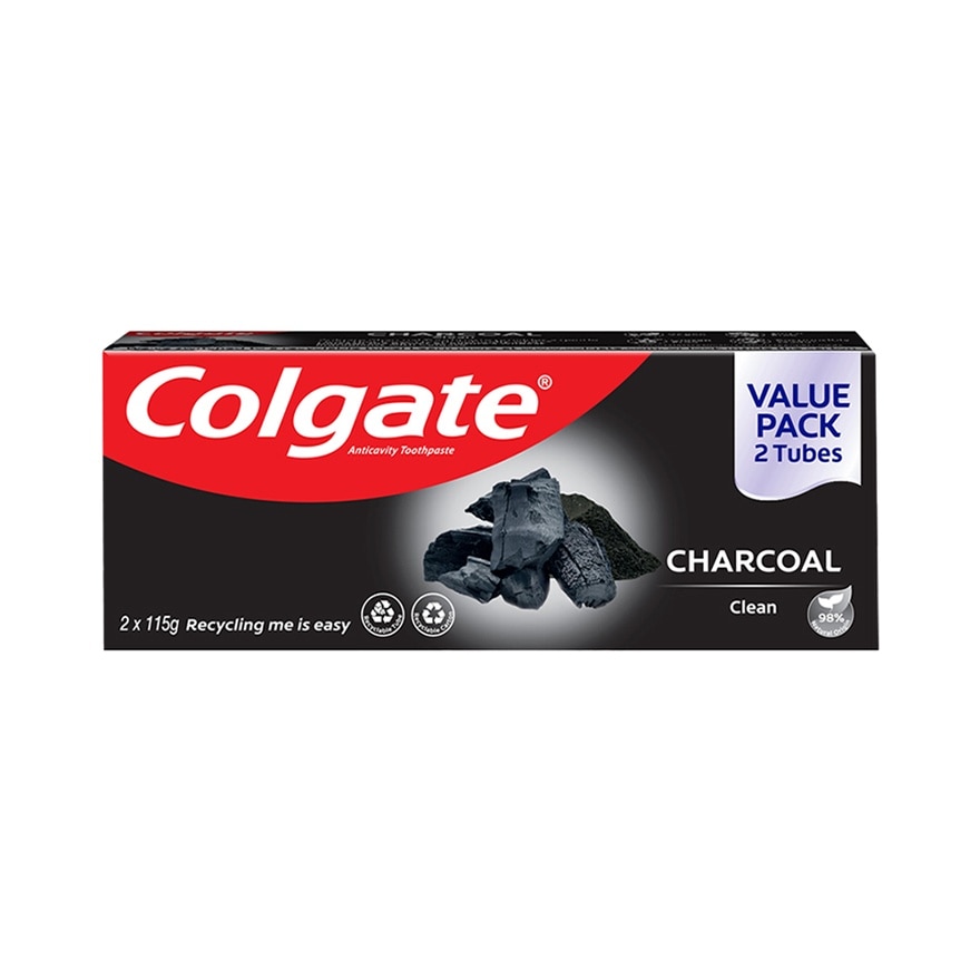 Colgate Naturals Charcoal Clean Toothpaste 115g Twin Pack