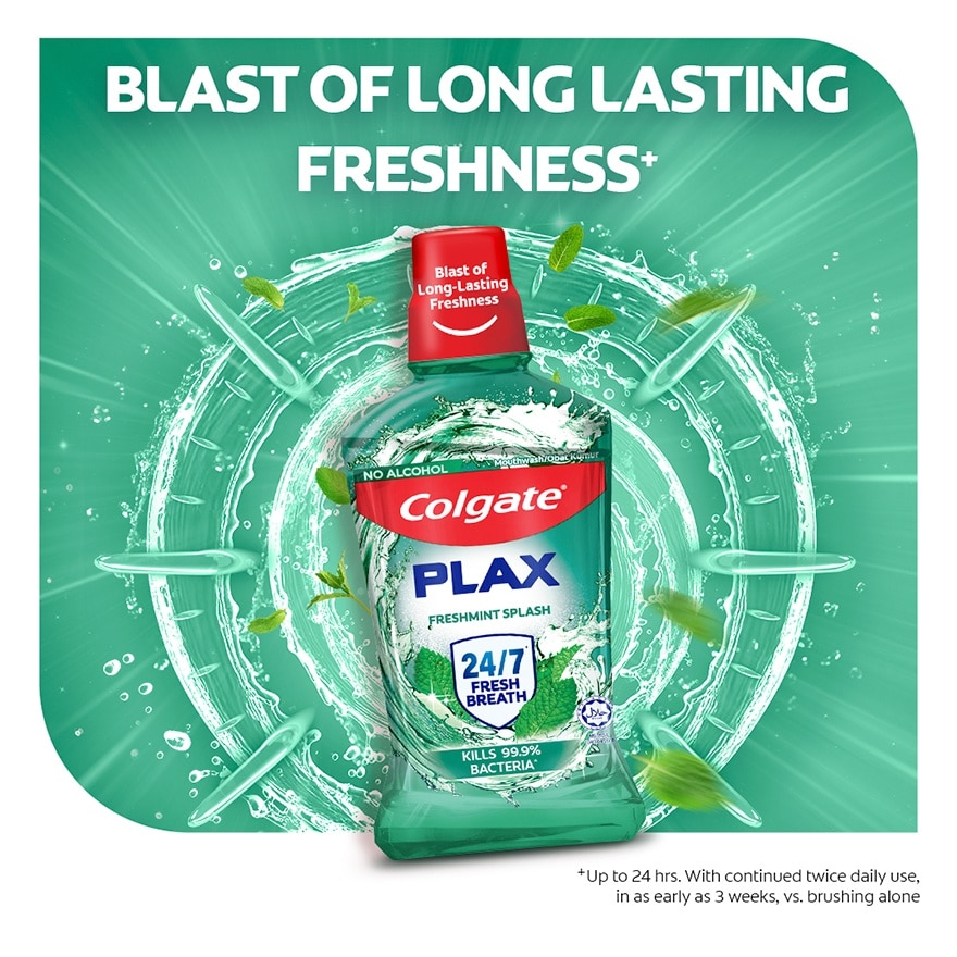 Colgate Plax Freshmint Splash Mouthwash 500mL + Colgate Plax Mouthwash 250mL Value Pack image