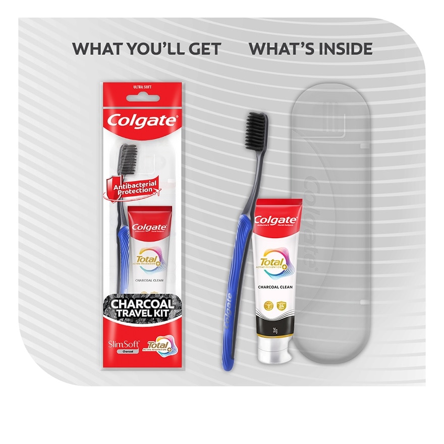 Colgate Total Charcoal Toothpaste 35g + Colgate Slimsoft Toothbrush Travel Kit