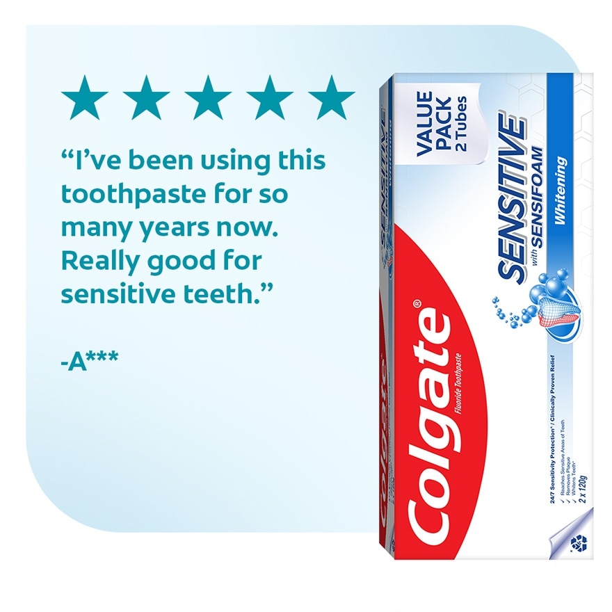 Colgate Sensitive Sensifoam Toothpaste 120g Twin Pack