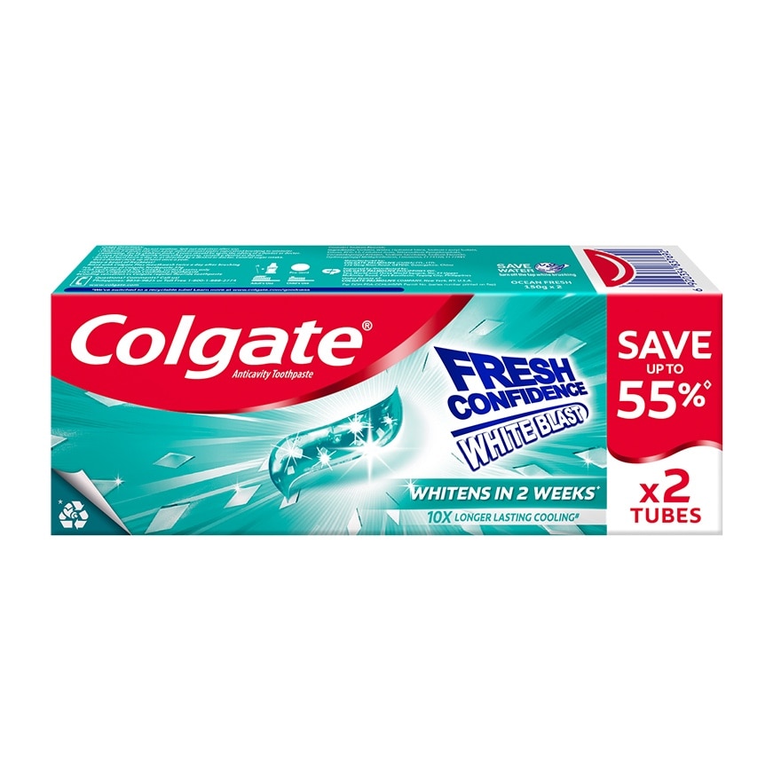 Colgate Fresh Confidence White Blast Ocean Fresh Toothpaste 150g Twin Pack