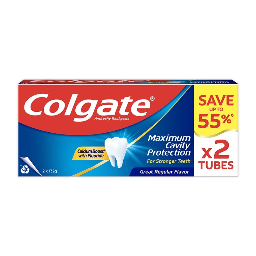 Colgate Maximum Cavity Protection Great Regular Flavor Anti-Cavity Family Toothpaste 132g Twin Pack