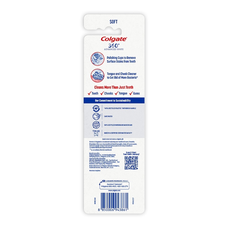 Colgate 360 Advanced White Toothbrush Pack of 3