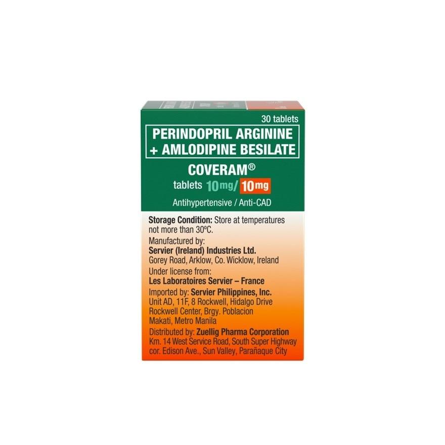 Coveram Perindopril arginine 10mg + Amlodipine 10mg 1 Tablet [Prescription Required] image