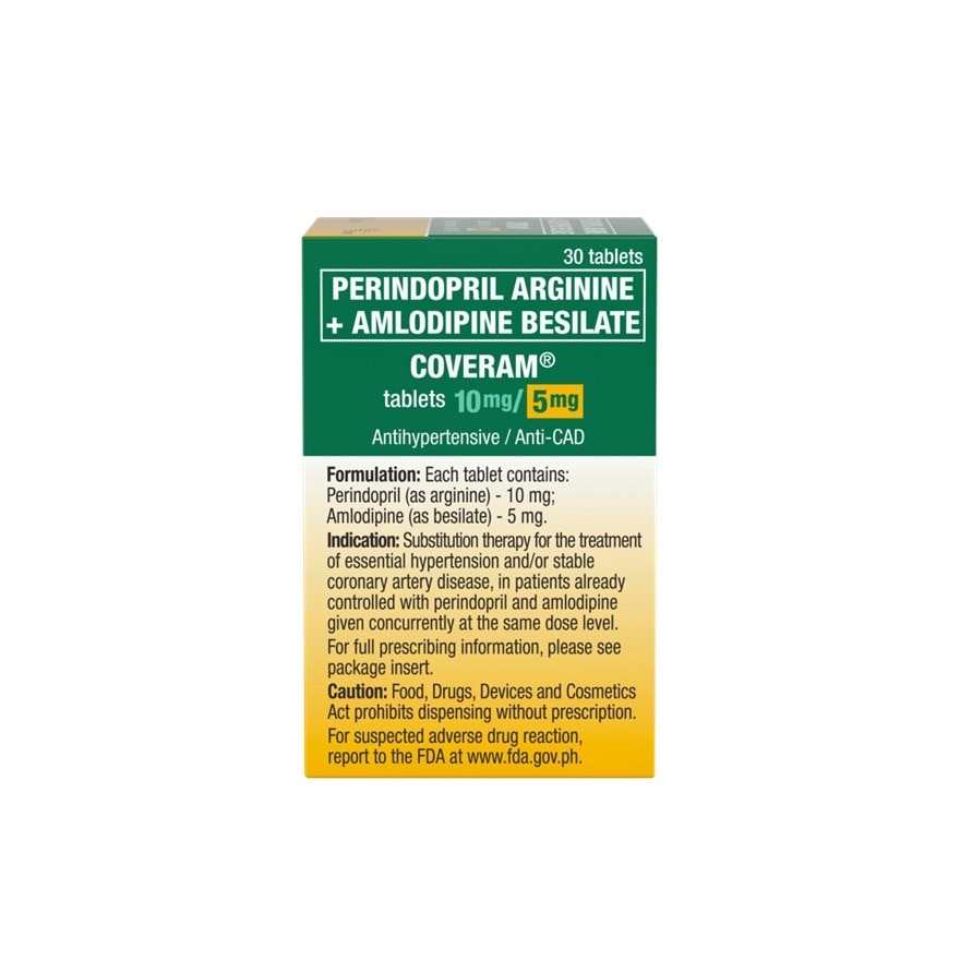 Coveram Perindopril arginine 10mg + Amlodipine 5mg 1 Tablet [Prescription Required] image