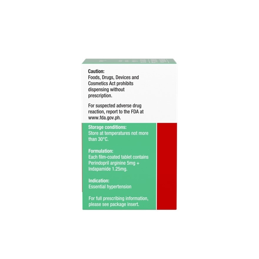 COVERSYL Coversyl Perindopril 5mg+ Indapamide 1.25mg Sold Per Piece [Prescription Required] image