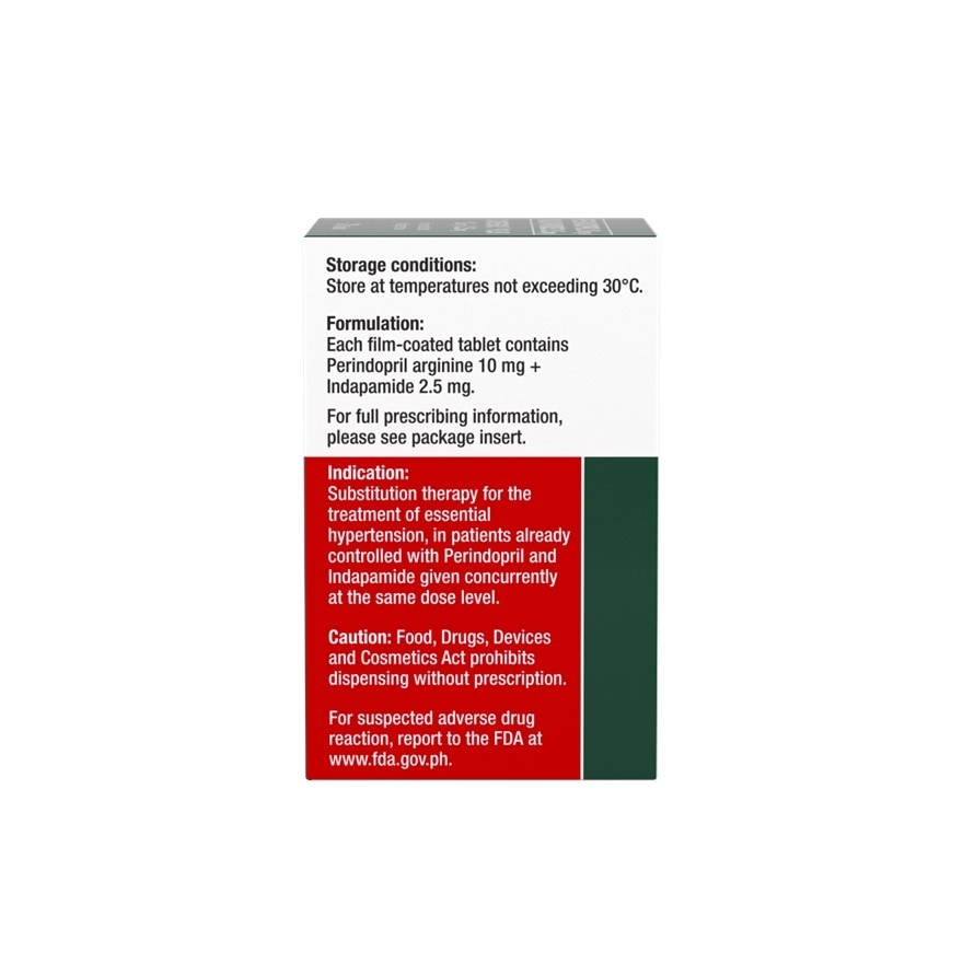 COVERSYL Perindopril Arginine + Indapamide 10mg/2.5mg Sold Per Piece [Prescription Required] image