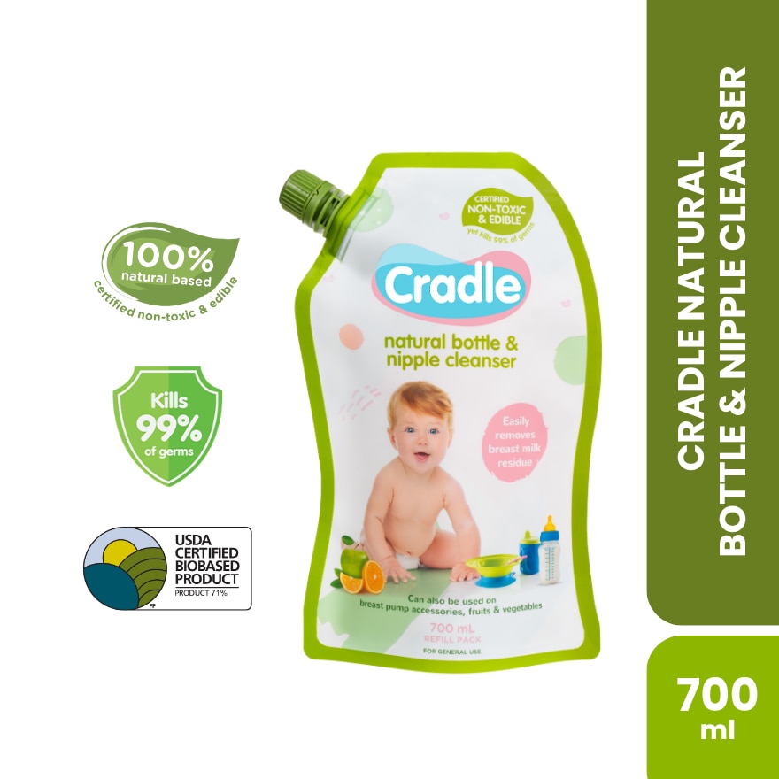 CRADLE Natural Bottle & Nipple Cleanser 500+200ml Refill Pack