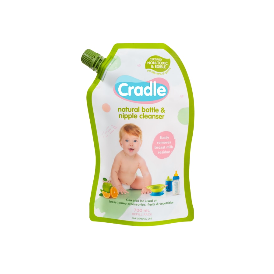 CRADLE Natural Bottle & Nipple Cleanser 500+200ml Refill Pack