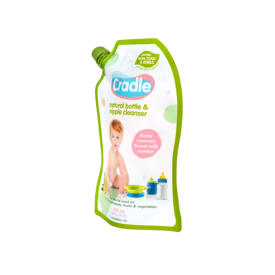 CRADLE Natural Bottle & Nipple Cleanser 500+200ml Refill Pack