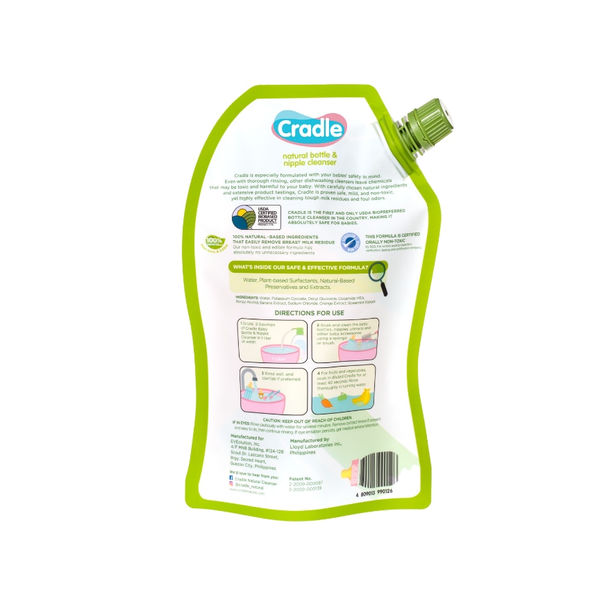 CRADLE Natural Bottle & Nipple Cleanser 500+200ml Refill Pack