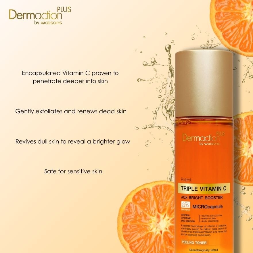 WATSONS Dermaction Plus Vitamin C Facial Peeling Toner 100ml