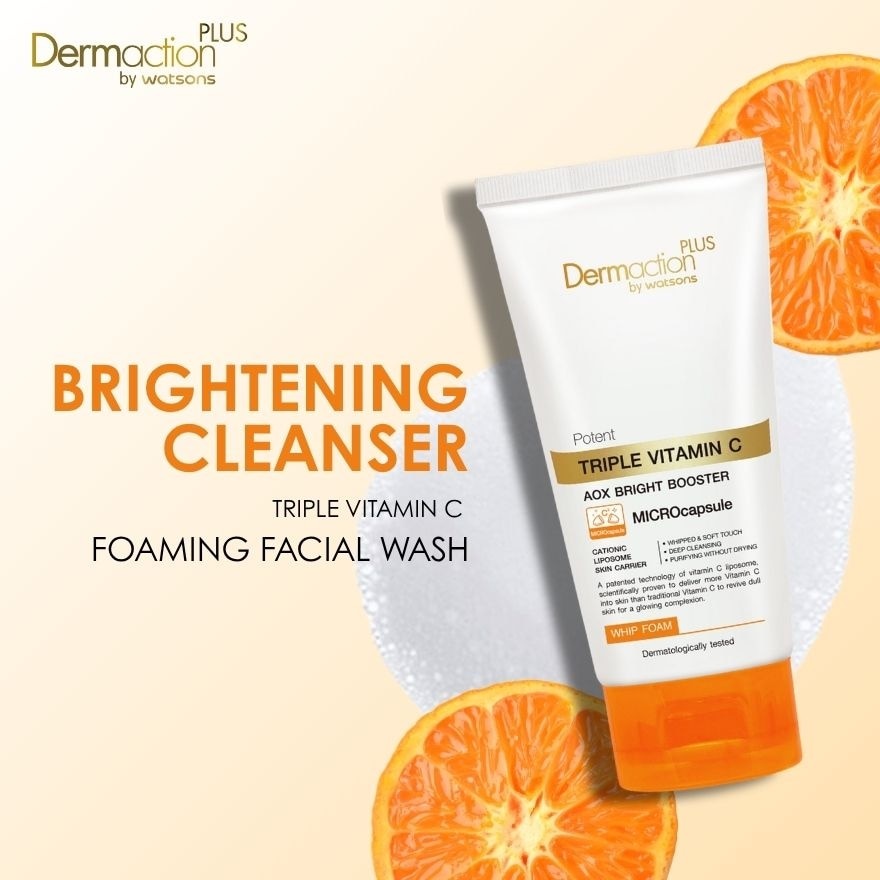 WATSONS Dermaction Plus Triple Vitamin C Whipped Facial Foam 100g