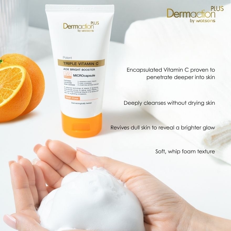 WATSONS Dermaction Plus Triple Vitamin C Whipped Facial Foam 100g