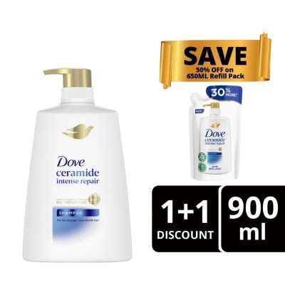 DOVE DOVE Keratin Tri Silk Serum Shampoo Intense Repair For Damagedhair 900ml Plus 650ml