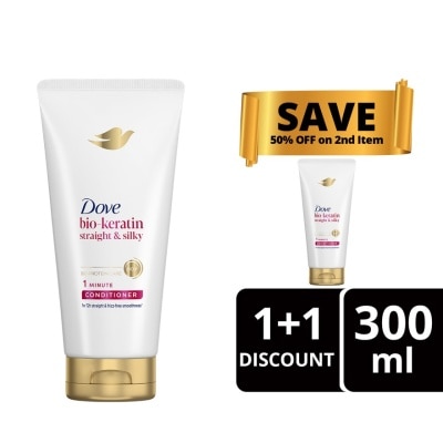 DOVE Dove Bio-Keratin Straight and Silky 1 Minute Conditioner 300ML Buy 1 Get 2nd at 50% OFF