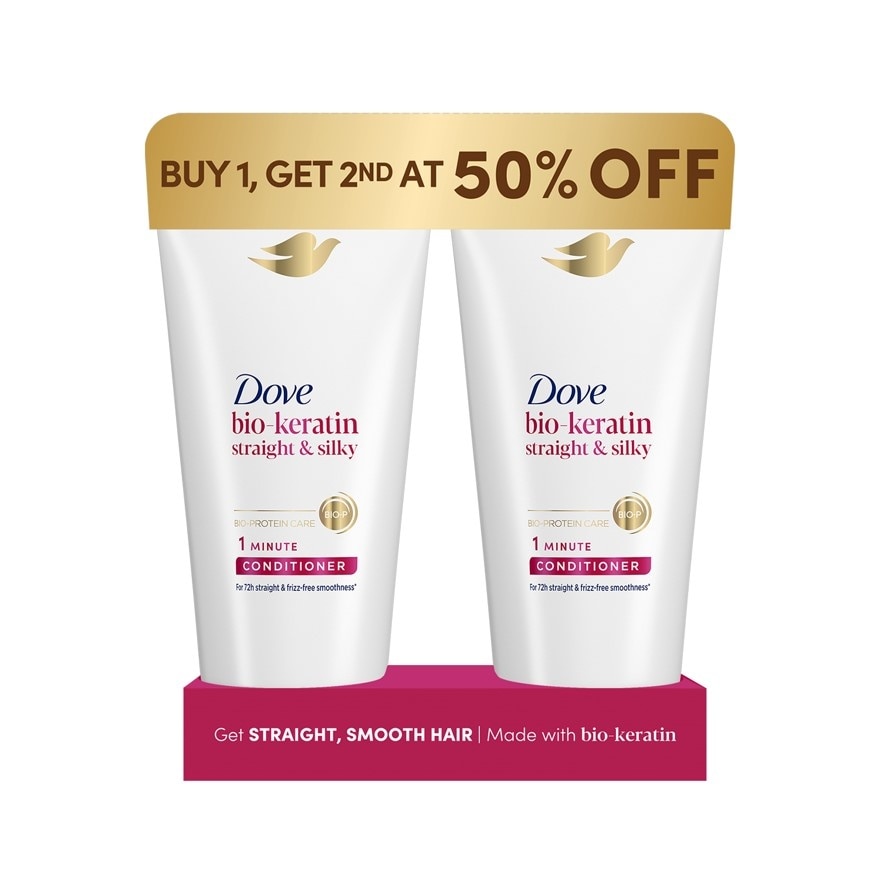 Dove Bio-Keratin Straight and Silky 1 Minute Conditioner 300ML Buy 1 Get 2nd at 50% OFF