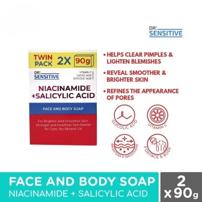 DR SENSITIVE Niacinamide & Salicylic Acid Soap Twin Pack 2x90G