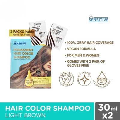 DR SENSITIVE DR SENSITIVE Permanent Hair Color Shampoo Light Brown 30ml 2Pack