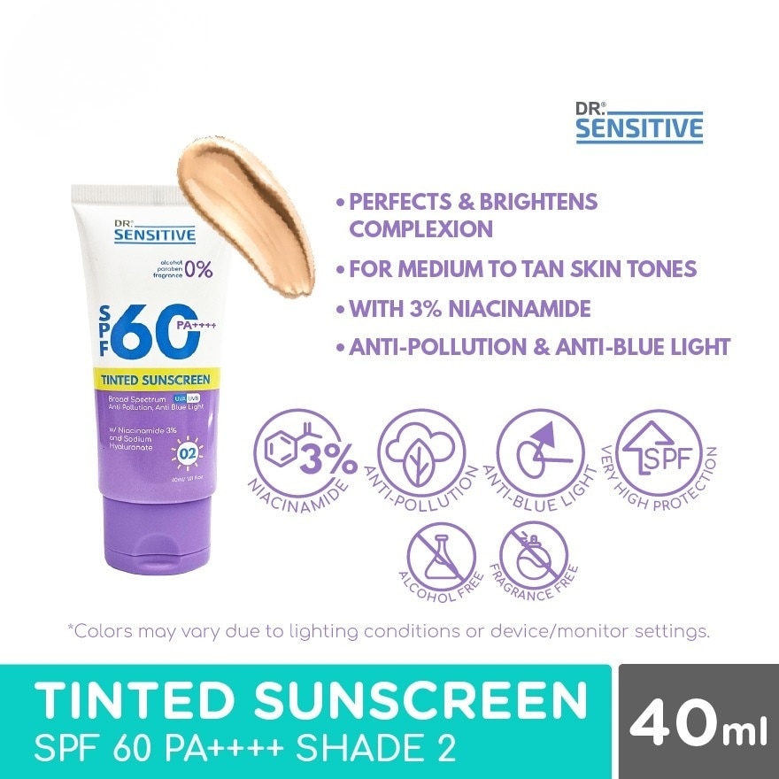 DR SENSITIVE Tinted Sunscreen SPF60++++ Shade 2 40ml