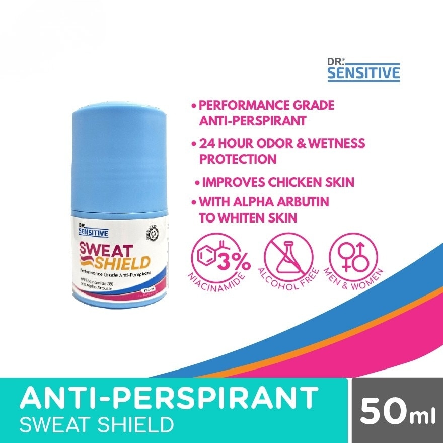 DR SENSITIVE Sweat Shield Antiperspirant Deo Roll On 50ml