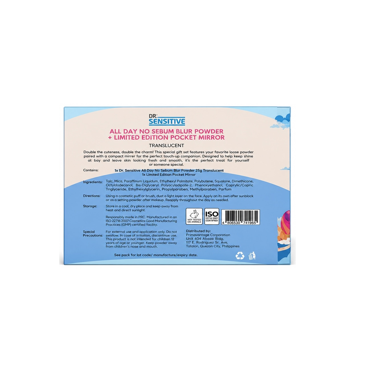 DR SENSITIVE All Day No Sebum Blur Powder Translucent with Pocket Mirror 25g image