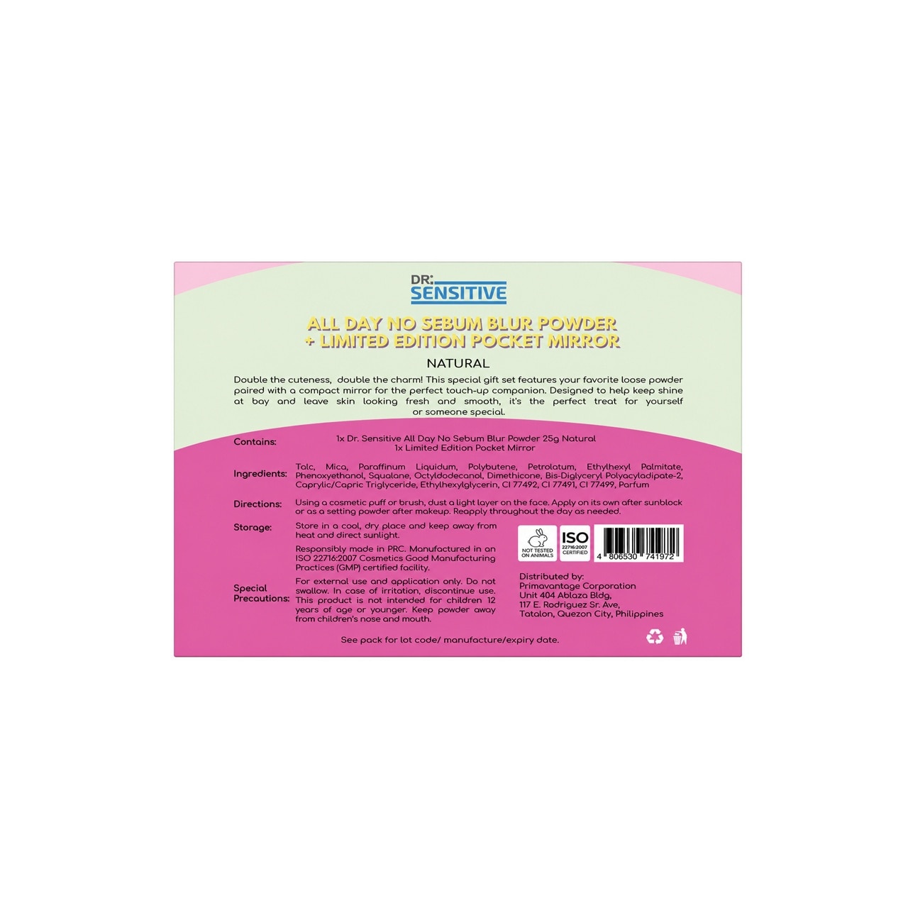 DR SENSITIVE All Day No Sebum Blur Powder Natural with Pocket Mirror 25g image
