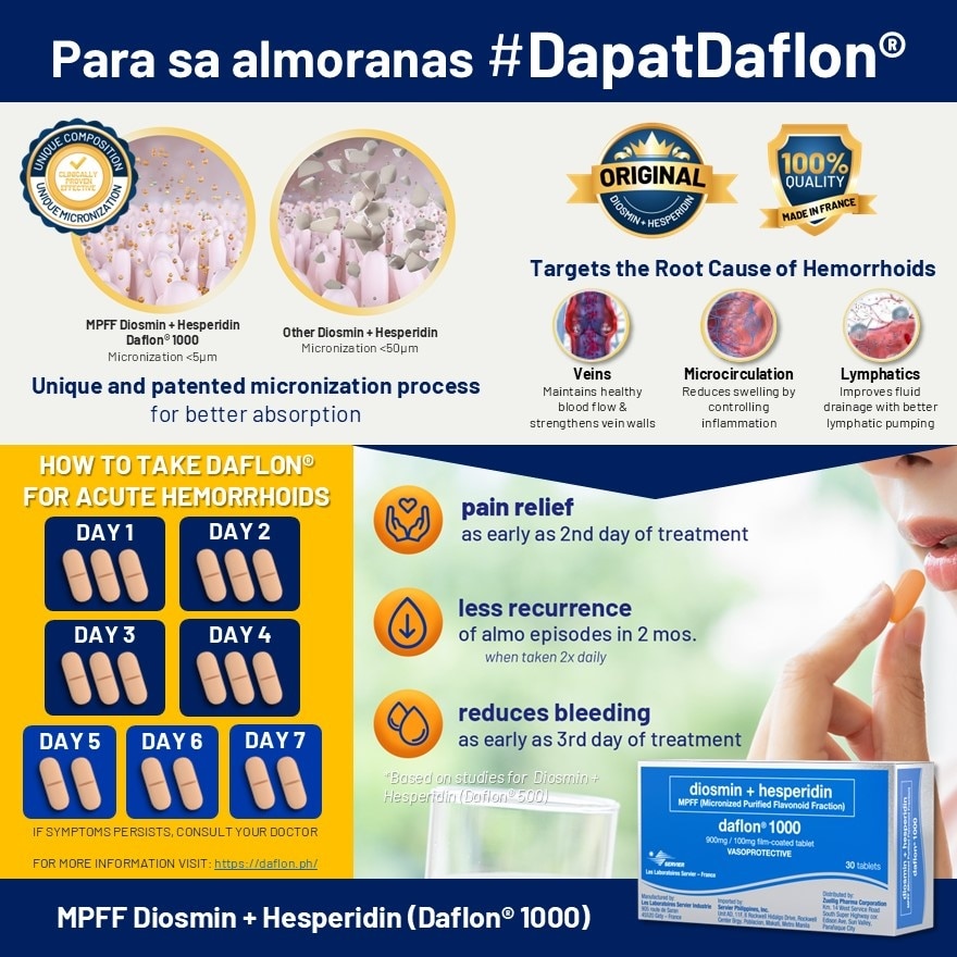DAFLON 1000 Diosmin 900 mg  + Hesperidin 100 mg Sold Per Piece [PRESCRIPTION REQUIRED]