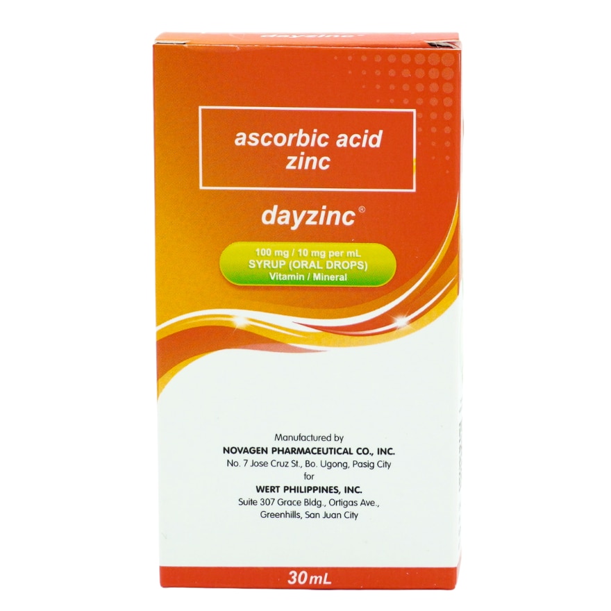 Ascorbic acid + Zinc (Dayzinc) 100 mg/10 mg Oral Drops Syrup