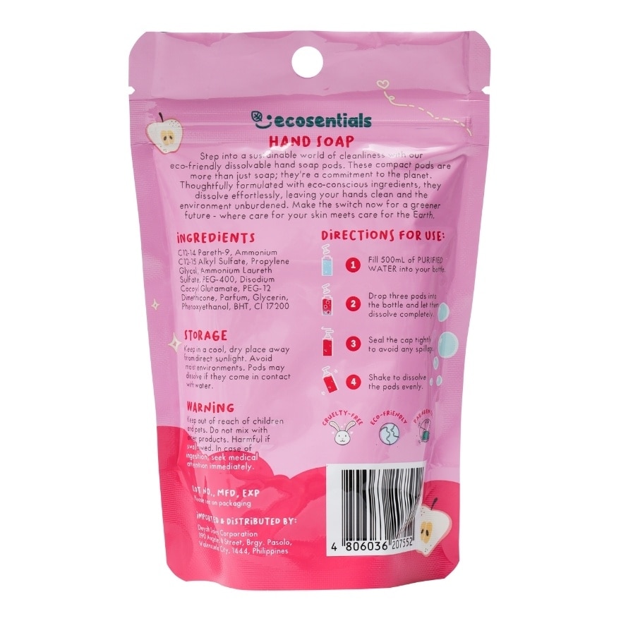 ECOSENTIALS Foaming Hand Soap Pods Apple Scent Refill Pack