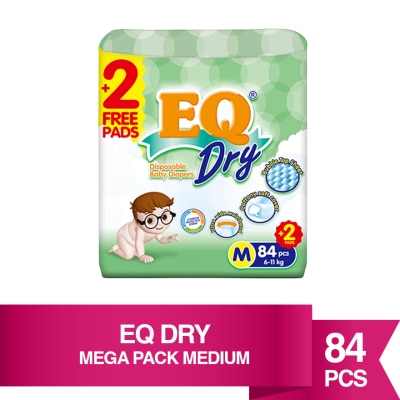 EQ Dry Disposable Baby Diapers Medium 84's