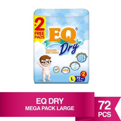 EQ Dry Disposable Baby Diapers Large 72's
