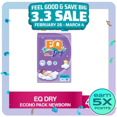 EQ Dry Disposable Baby Diapers Newborn 44s