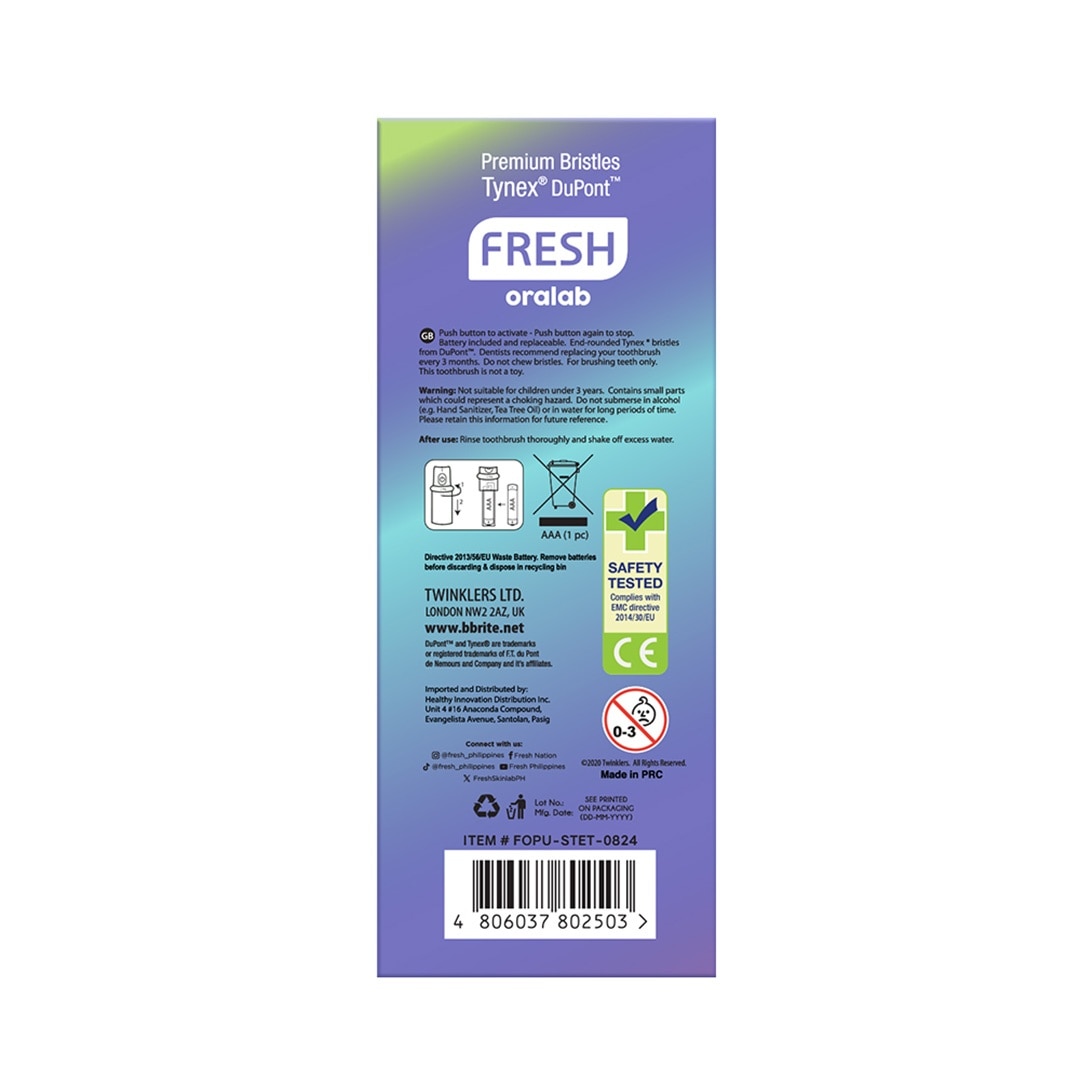 FRESH Oralab Sonic Travel Electric Toothbrush Blue