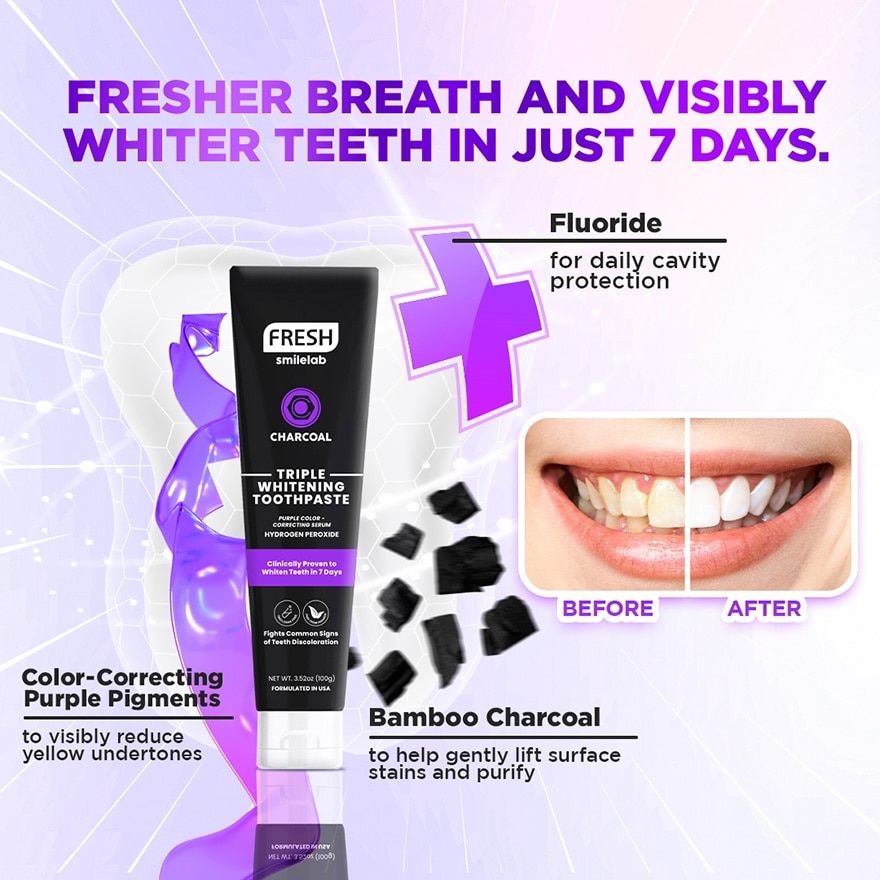 FRESH Smilelab Triple Whitening Purple Charcoal Toothpaste 100g image