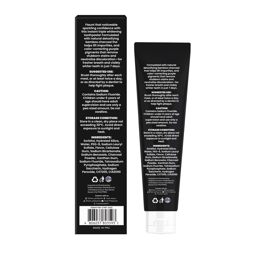 FRESH Smilelab Triple Whitening Purple Charcoal Toothpaste 100g image