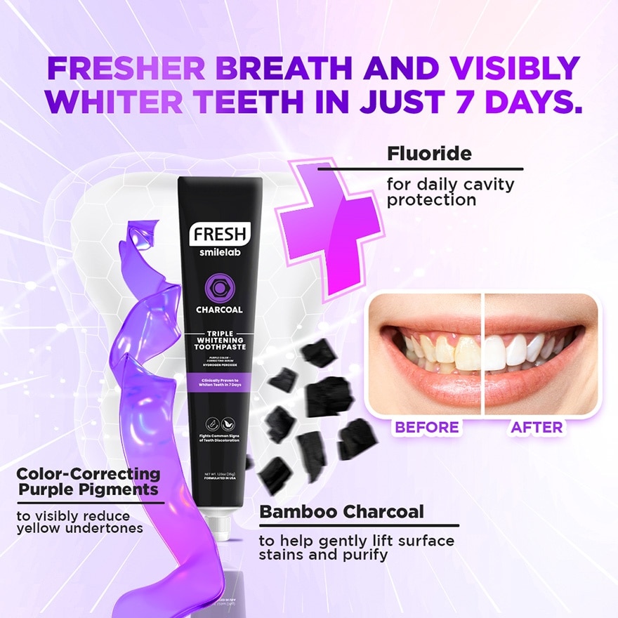 FRESH Smilelab Triple Whitening Purple Charcoal Toothpaste 35g