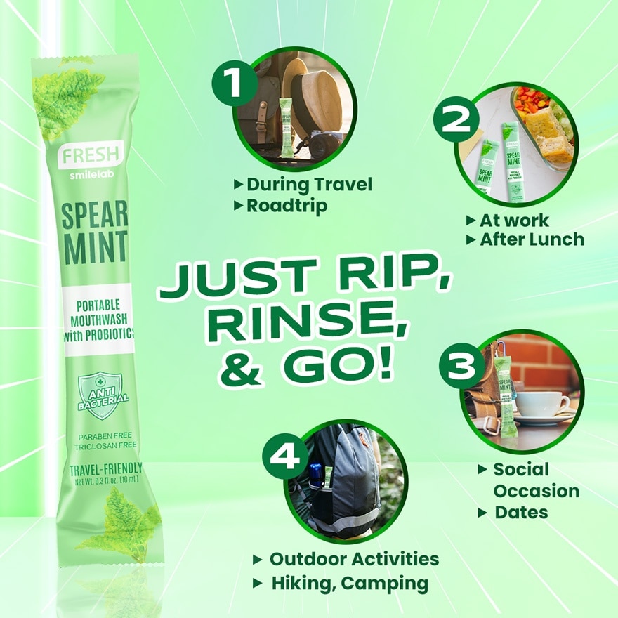 FRESH Smilelab Portable Mouthwash Spearmint 10ml x 7 Sachet