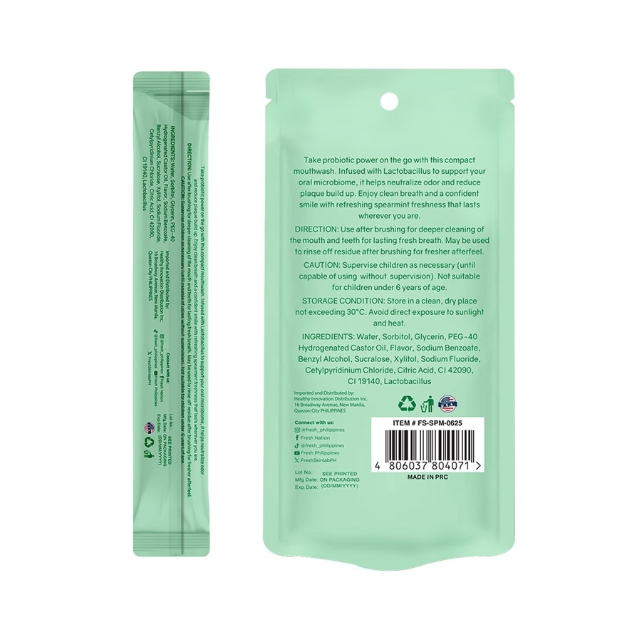 FRESH Smilelab Portable Mouthwash Spearmint 10ml x 7 Sachet