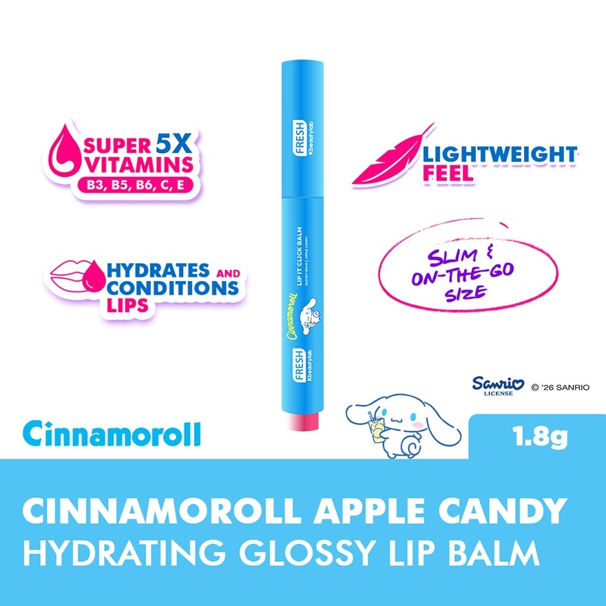 FRESH Kbeautylab Cinnamoroll Apple Candy Hydrating Glossy Lip Balm
