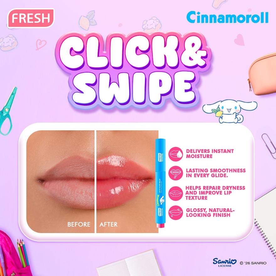 FRESH Kbeautylab Cinnamoroll Apple Candy Hydrating Glossy Lip Balm