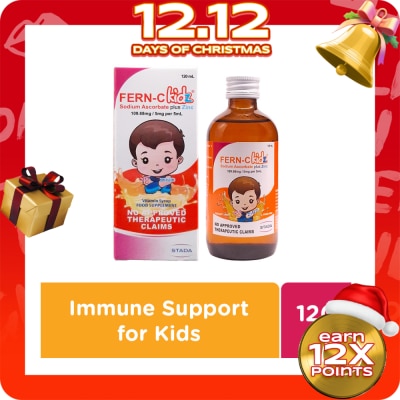 FERN C Sodium ascorbate 109.68mg (equivalent to ascorbic acid 97.5mg) elemental Zinc 5mg Syrup 120mL
