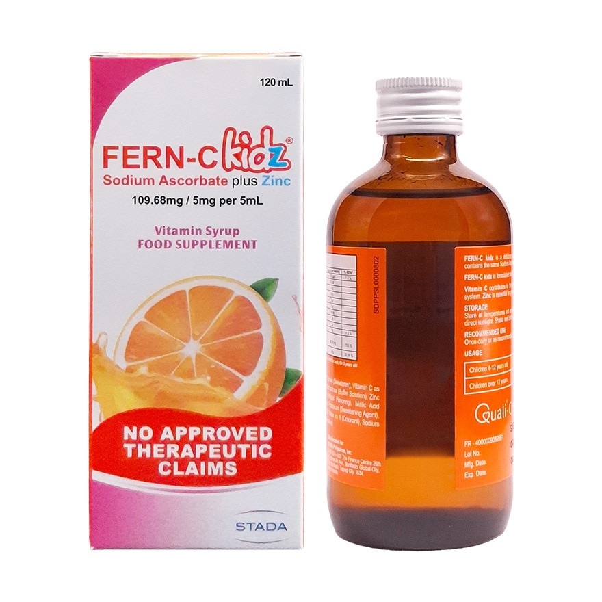 Sodium ascorbate 109.68mg (equivalent to ascorbic acid 97.5mg) elemental Zinc 5mg Syrup 120mL