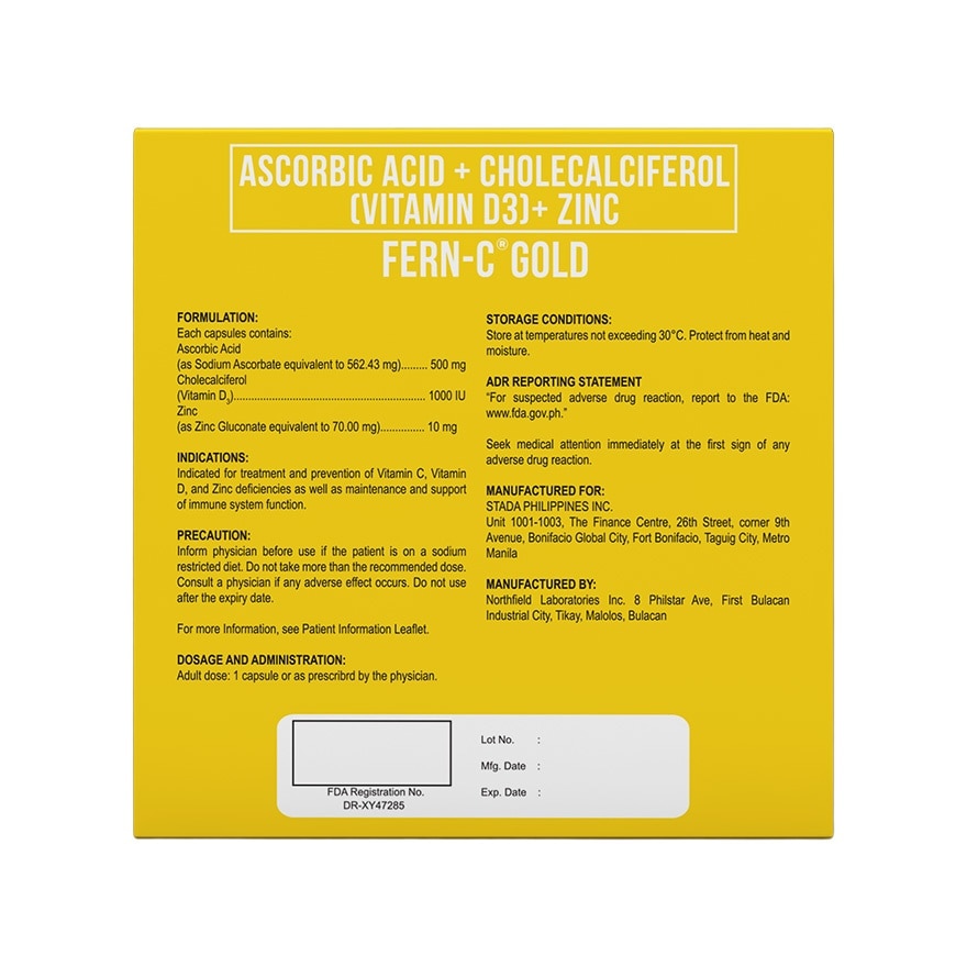 FERN C 500mg/1000 IU/ 10mg capsule Sold Per Piece