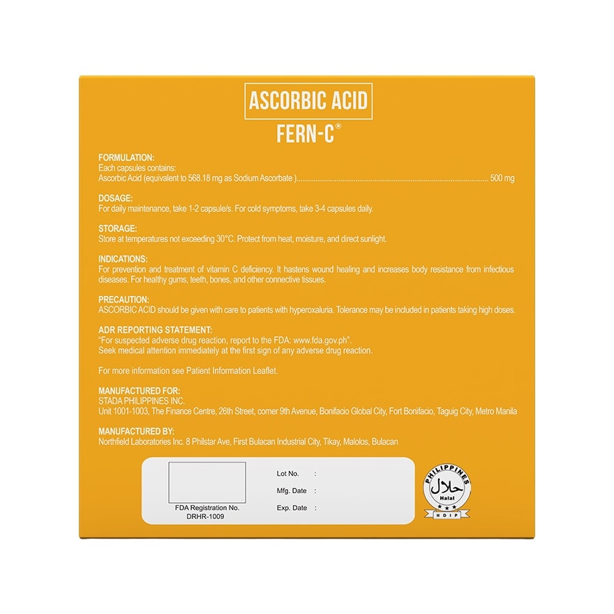 FERN C Ascorbic Acid Vitamin 500mg Sold Per Piece