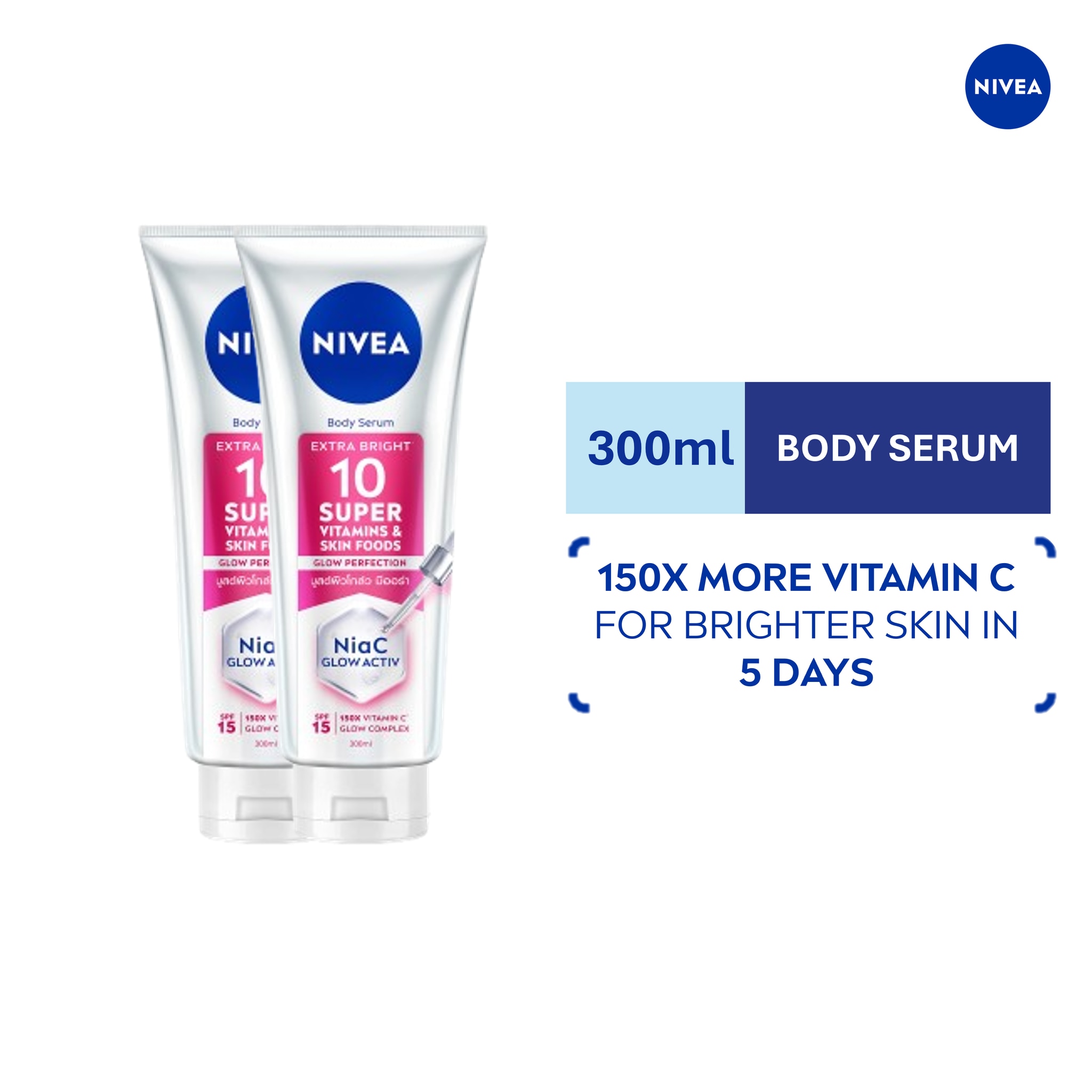 NIVEA Extra Bright 10 Super Vitamins & Skin Food Serum in Lotion 320ml